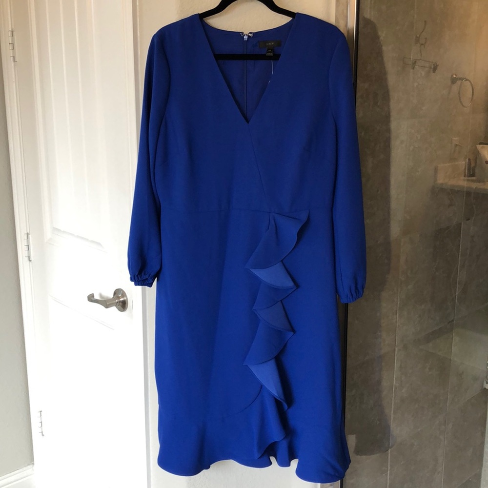{J.Crew} Royal blue faux wrap dress. Sz 12T NWT